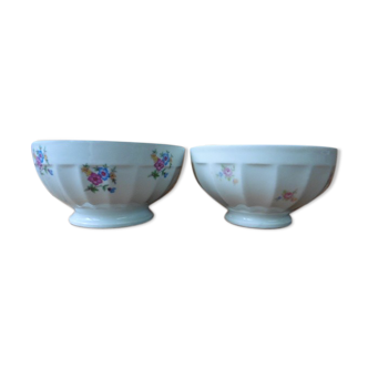 2 old porcelain bowls flower decoration 1930