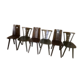 Set of 6 vintage brutalist chairs