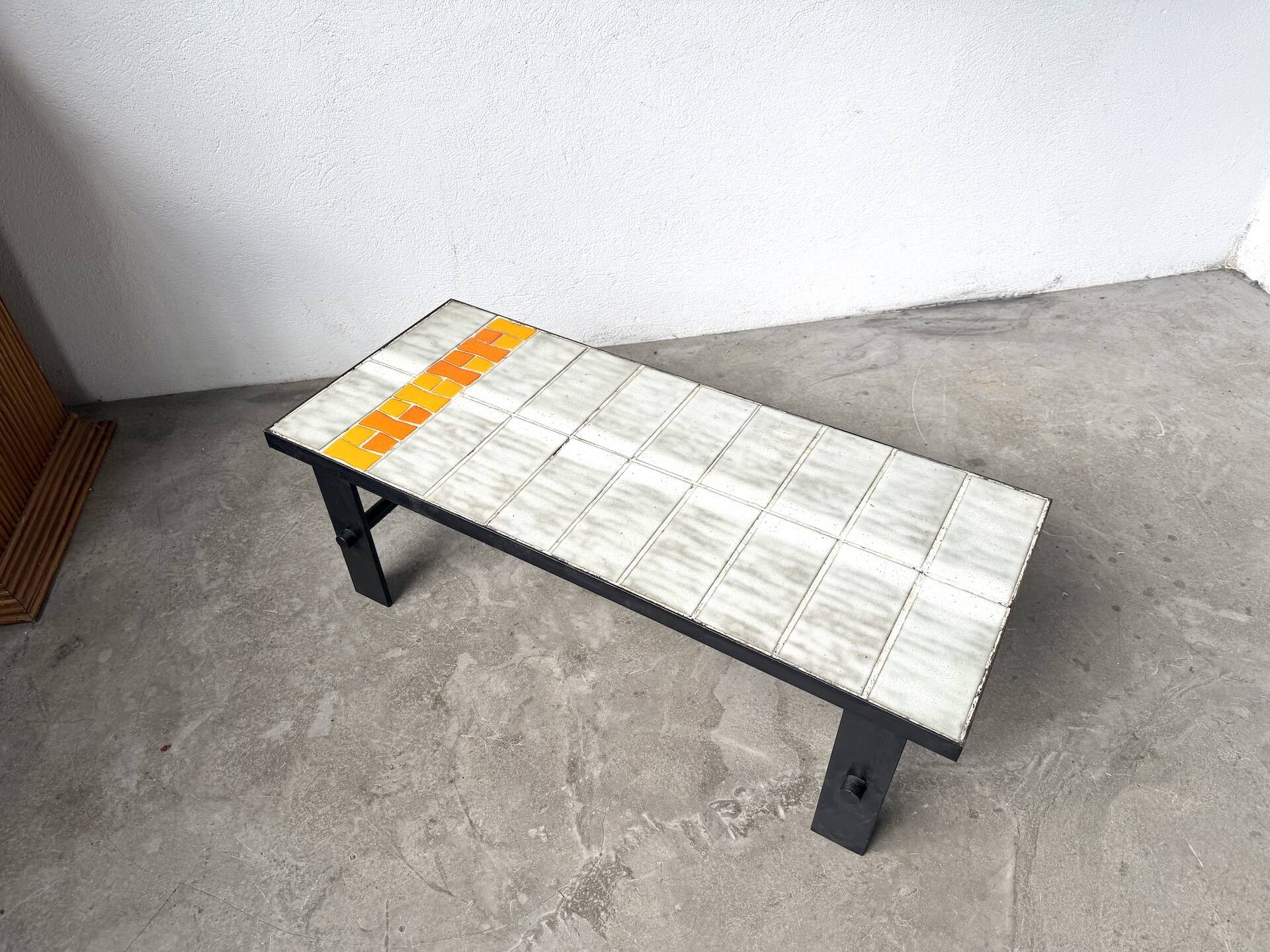 Ceramic Coffee Table Jean Jaffreux 1950s - Metal & Vintage Orange