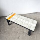 Ceramic Coffee Table Jean Jaffreux 1950s - Metal & Vintage Orange