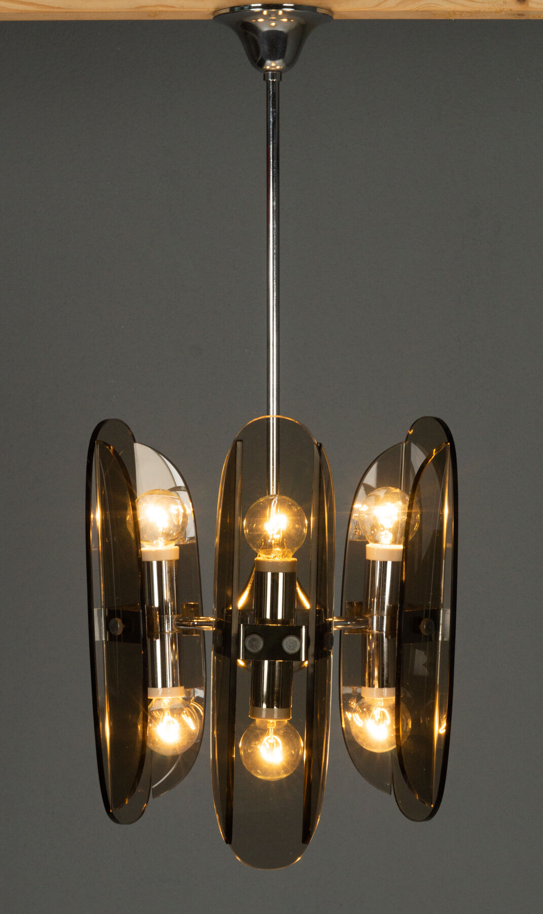 Lustre en verre fumé des années 1960