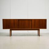 Rosewood and Teak Low Sideboard with Sliding Doors, 1960s
