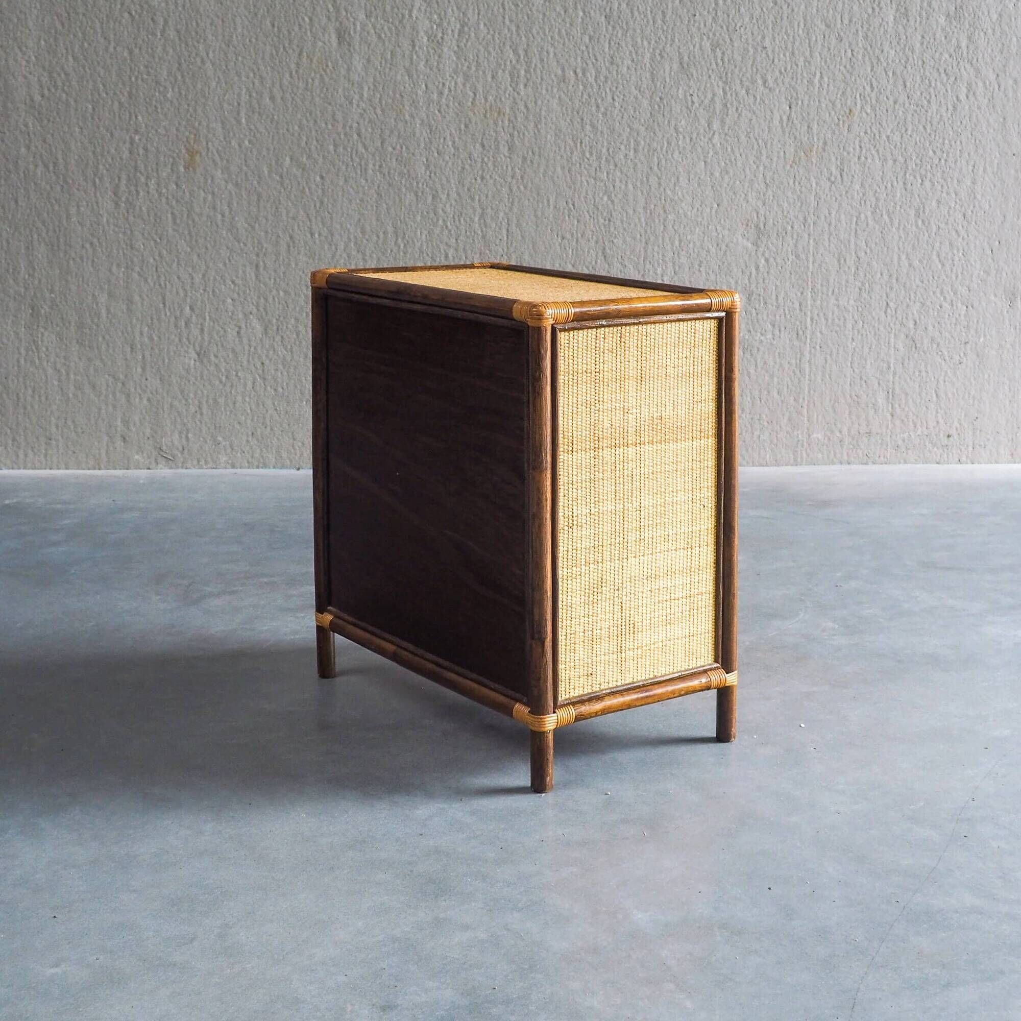 Vintage rattan & woven cane cabinet