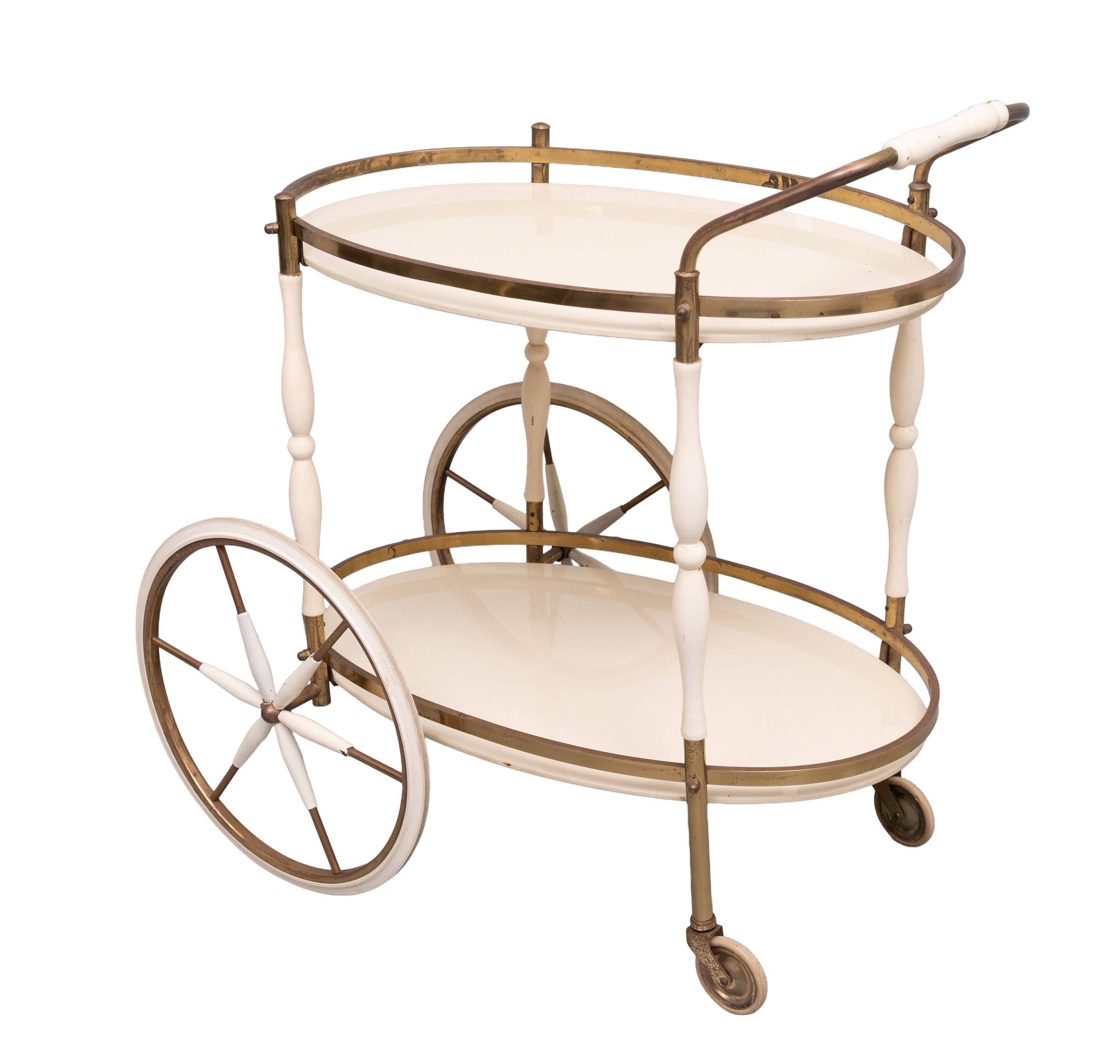 Oval shaped glass tops serving trolley Italy 1950s