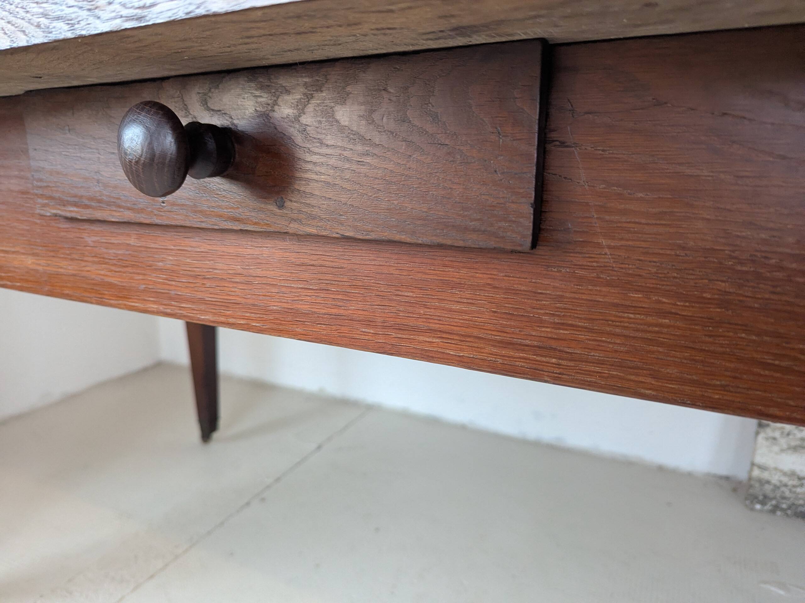 Campaign table in solid oak, Directoire style.