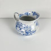 Chubby pitcher, old toilet jug KG Lunéville, blue flower pattern, late 19th to early 20th century.