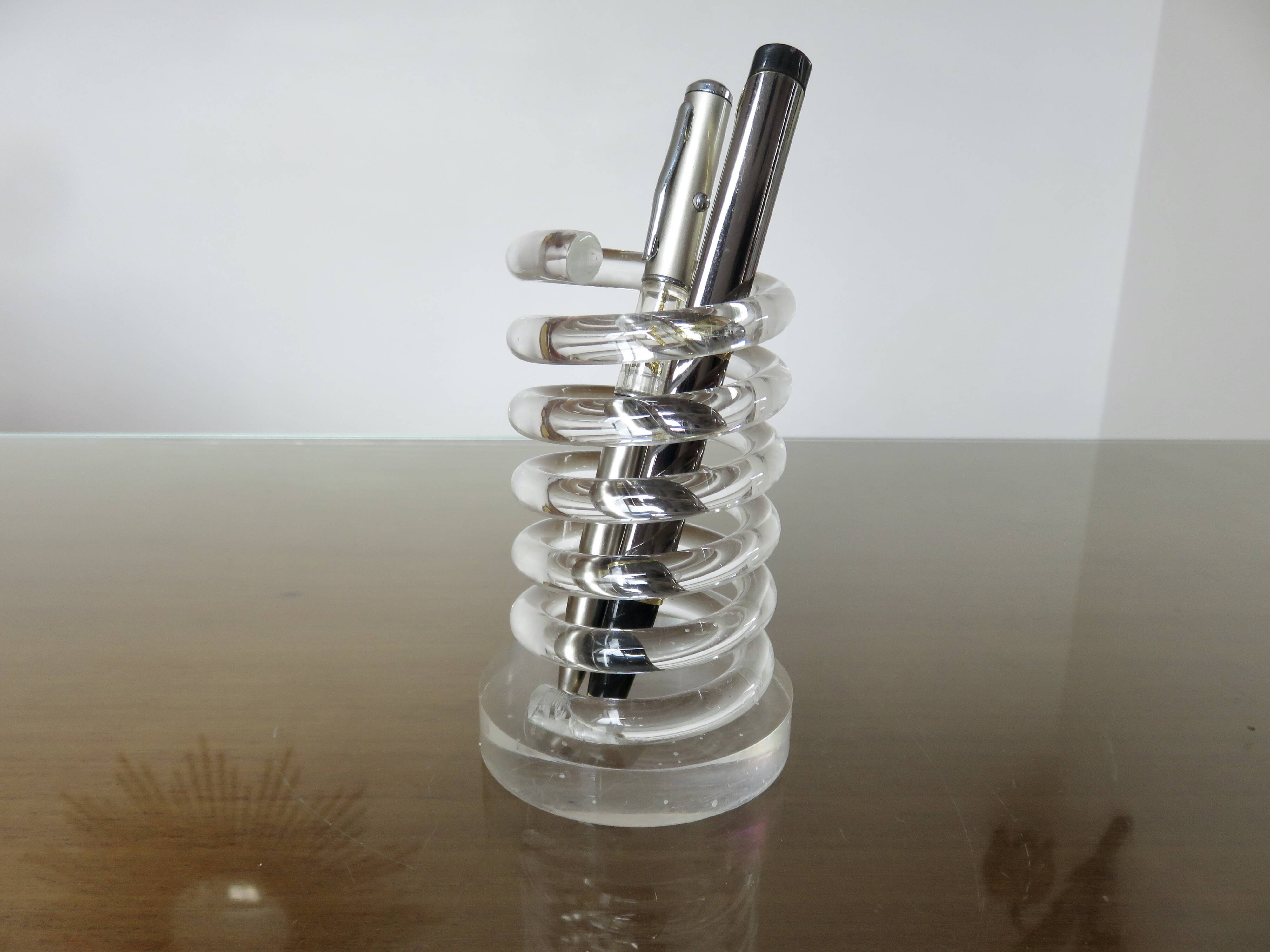 Spring pencil holder in plexiglass 70s 80s