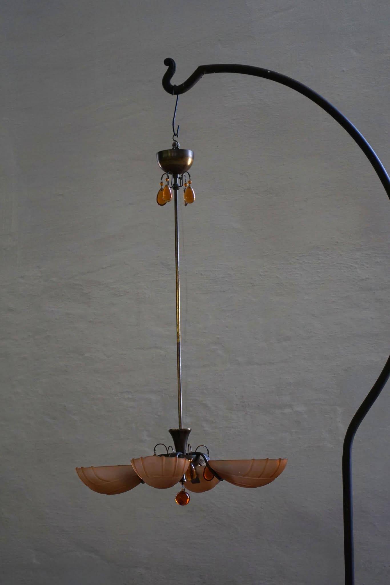 Lustre Art déco par Paavo Tynell pour Taito Oy, Finlande, années 1930