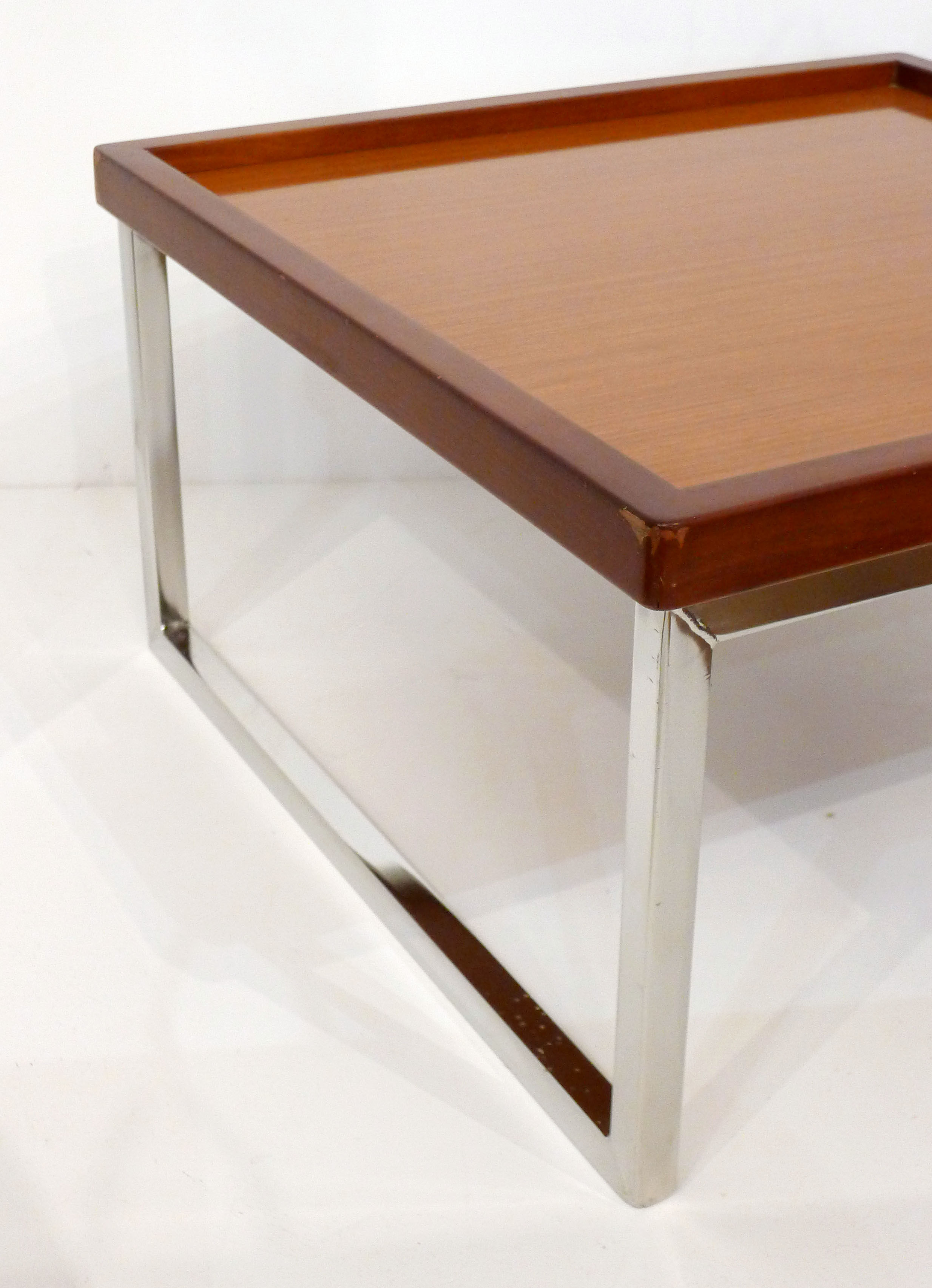 Table basse carrée bois & métal
