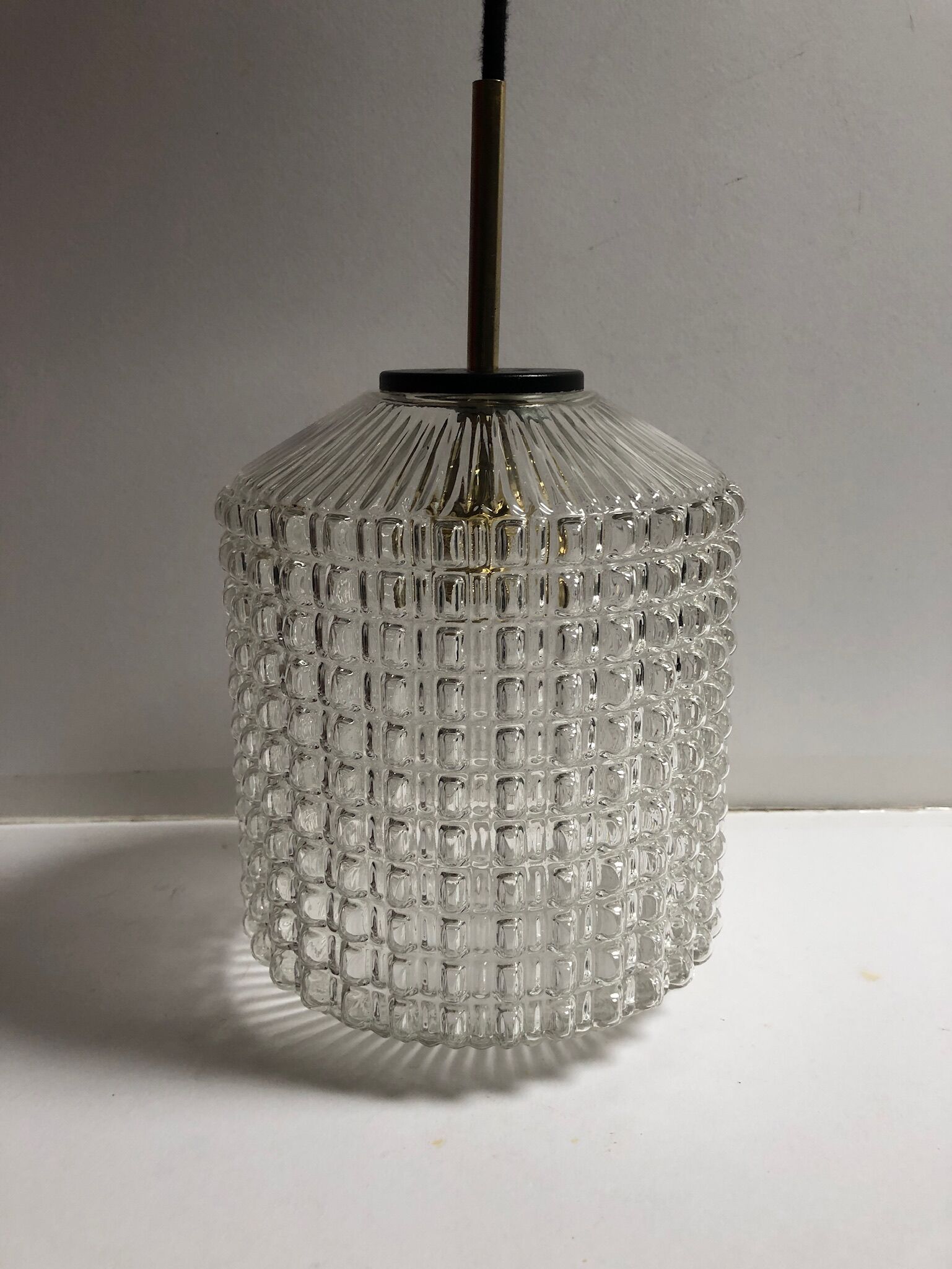 Glass and brass hanging lamp