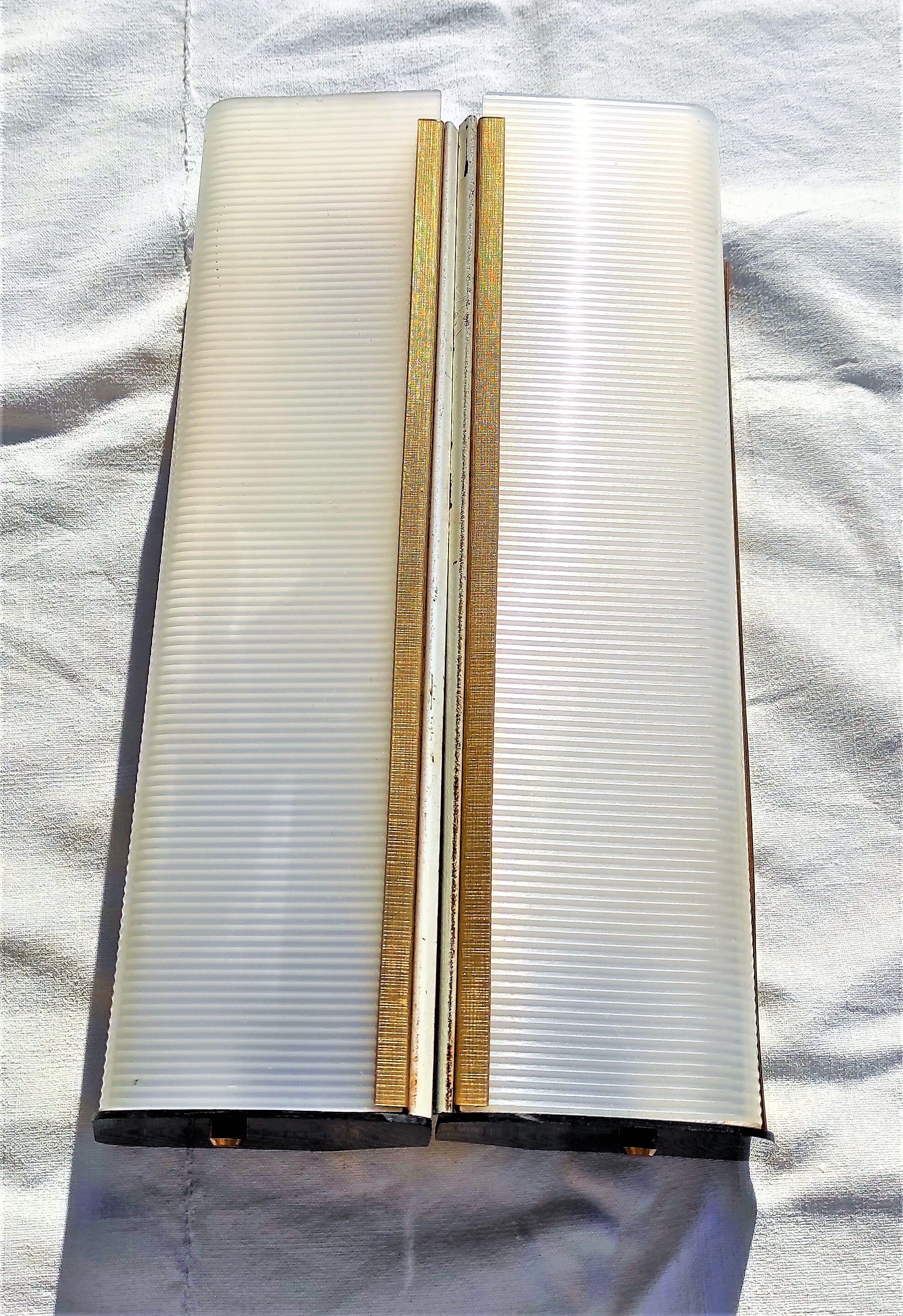 Perspex angle sconces and white lacquered metal with double lamp 1 pair