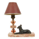 French Art Deco Table Lamp Pink Marble Glass Shepherd Dog
