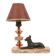 French Art Deco Table Lamp Pink Marble Glass Shepherd Dog