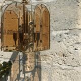 Gilded brass and smoked glass luminaire
