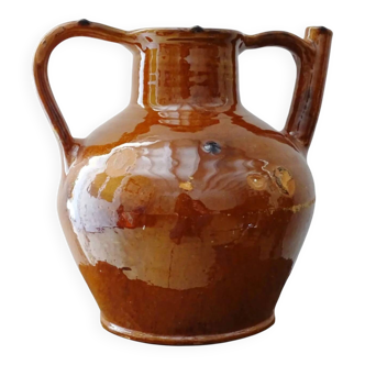 Orjol ancien français à glaçure orange foncé, provenant du Languedoc