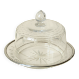 Antique Crystal Cheese Dome with Star Pattern Plate