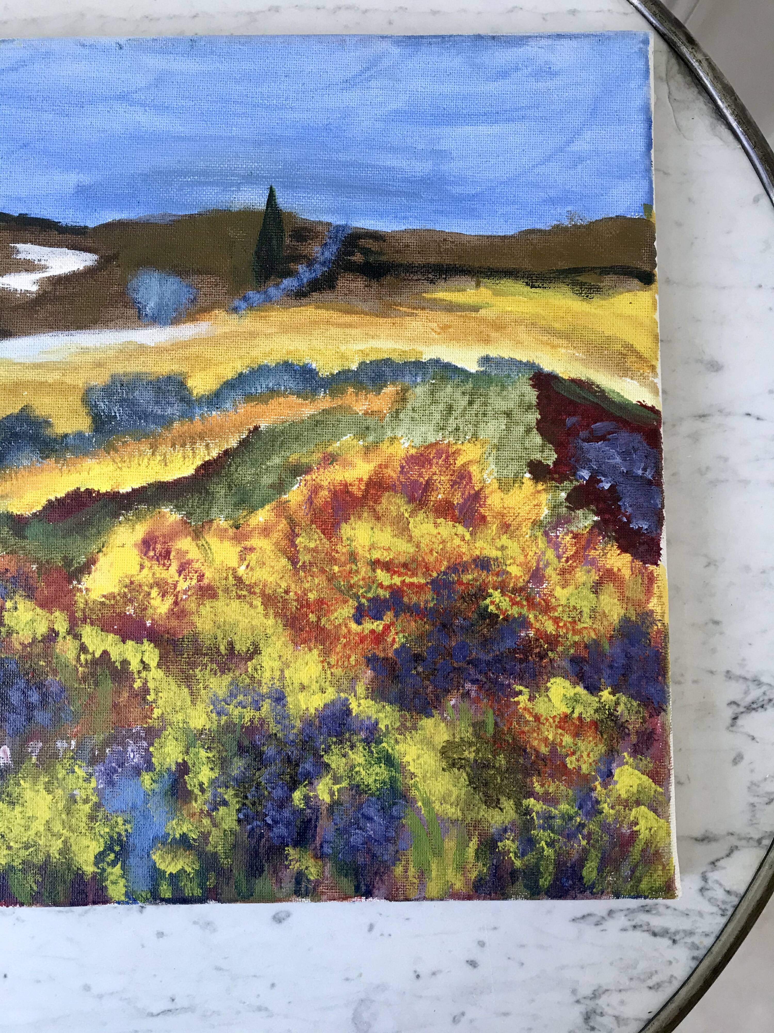 Oil painting on canvas Provencal landscape South Vintage