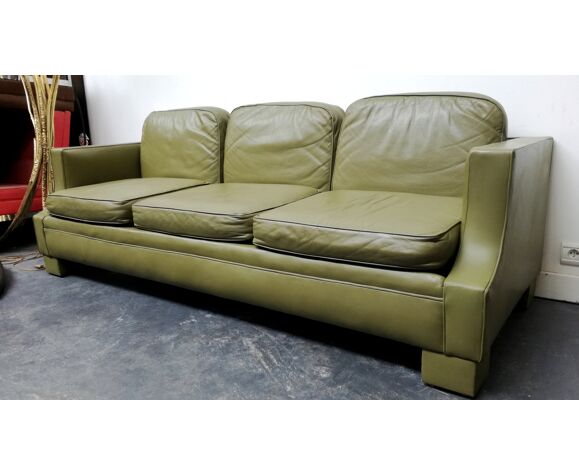 Jansen Olive Green Leather Sofa France 1970 Selency Jansen Olive Green Leather Sofa France, Light Green Leather Sofa Set