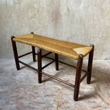 Rustic wood and straw bench