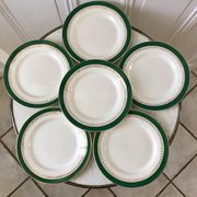 set of 6 flat plates Digoin Sarreguemines model "Martine" green and golden 50s