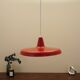 Danish red metal pendant lamp, industrial style, 1960s