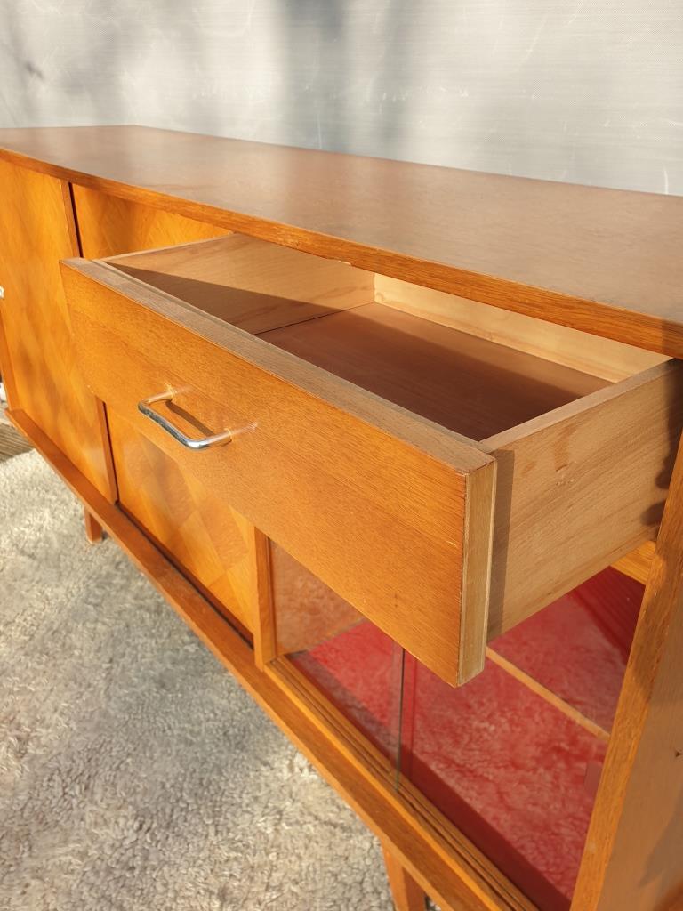 Sideboard 1960 diamond marquetry and showcase 180x45
