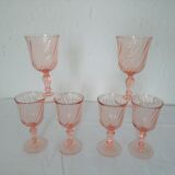 6 large pink glasses Luminarc rosaline twists