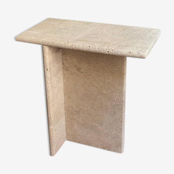 Minimalist travertine stone bedside table