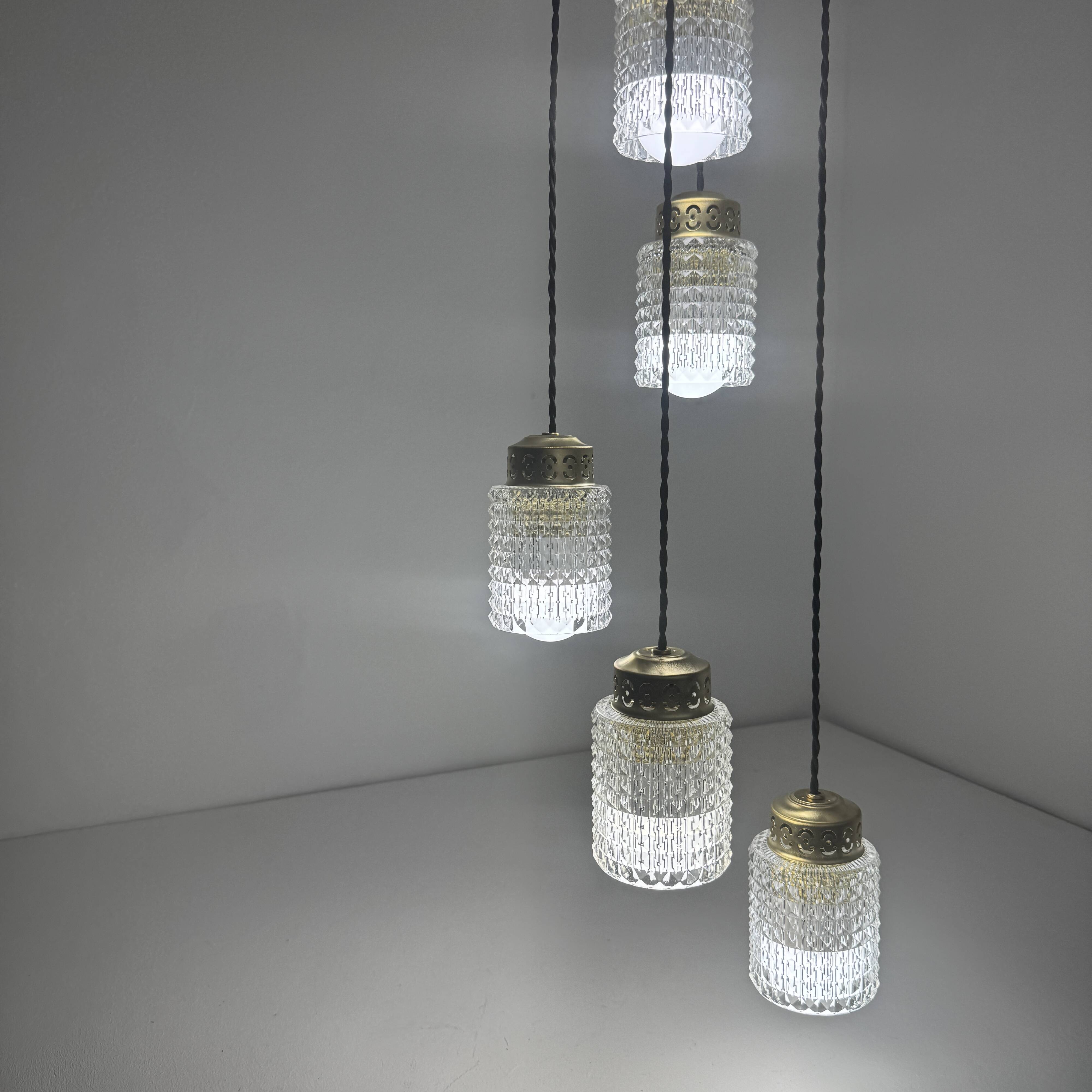 Antique cascade chandelier 5 light vintage