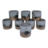 Eight ceramic glasses pottery la colombe Vallauris