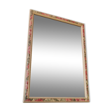 Vintage floral wooden mirror 80s 34x49cm