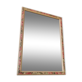 Vintage floral wooden mirror 80s 34x49cm