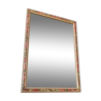 Miroir fleuri vintage en bois 80s   34x49cm