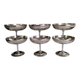 Ice cream or sorbet cups, 18/10 stainless steel, 1970s, made in France
