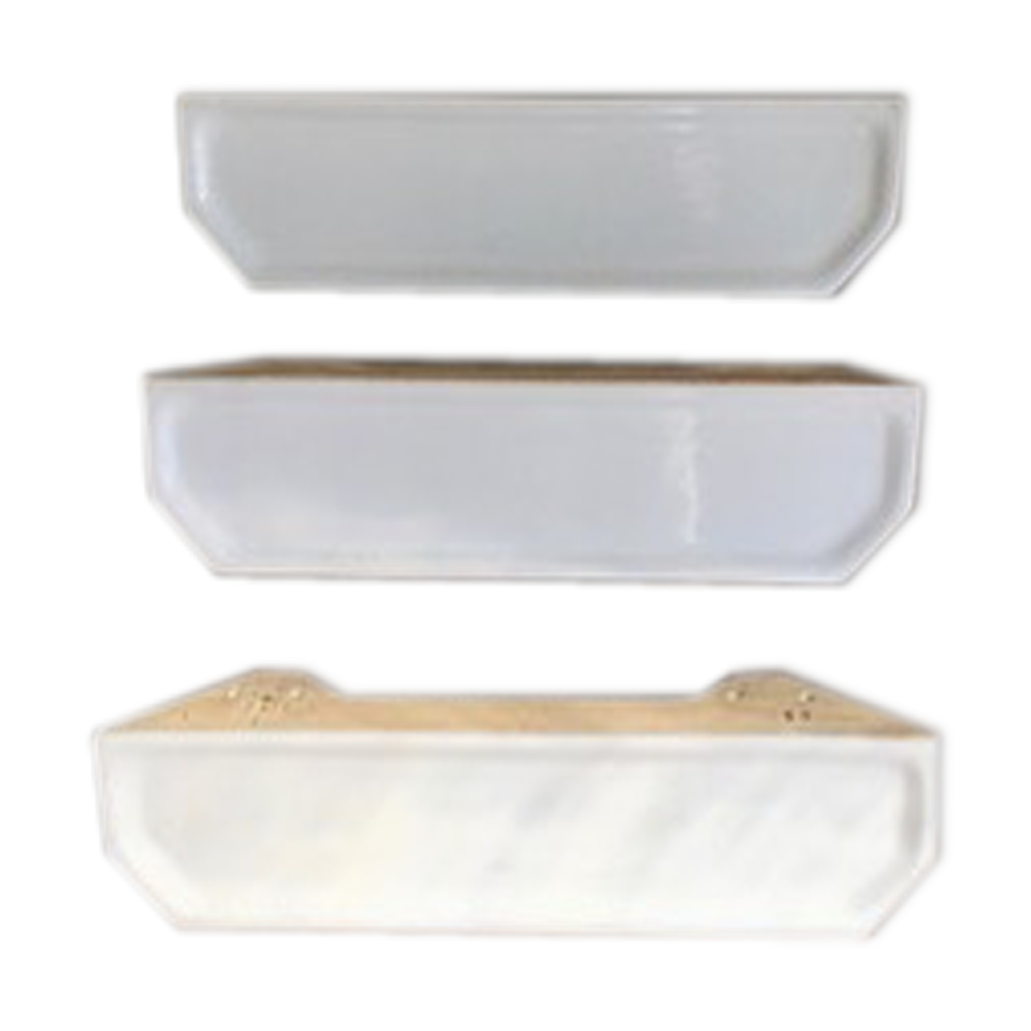 Set of 3 white ceramic shelves art deco bathroom
