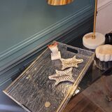 Crumpled plexiglass top and brass