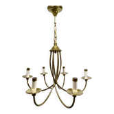 Lustre 6 lumières en bronze et laiton