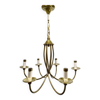 6-light chandelier in bronze and brass