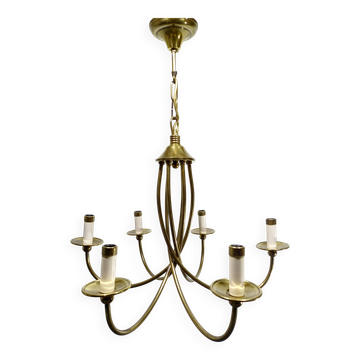 Lustre 6 lumières en bronze et laiton
