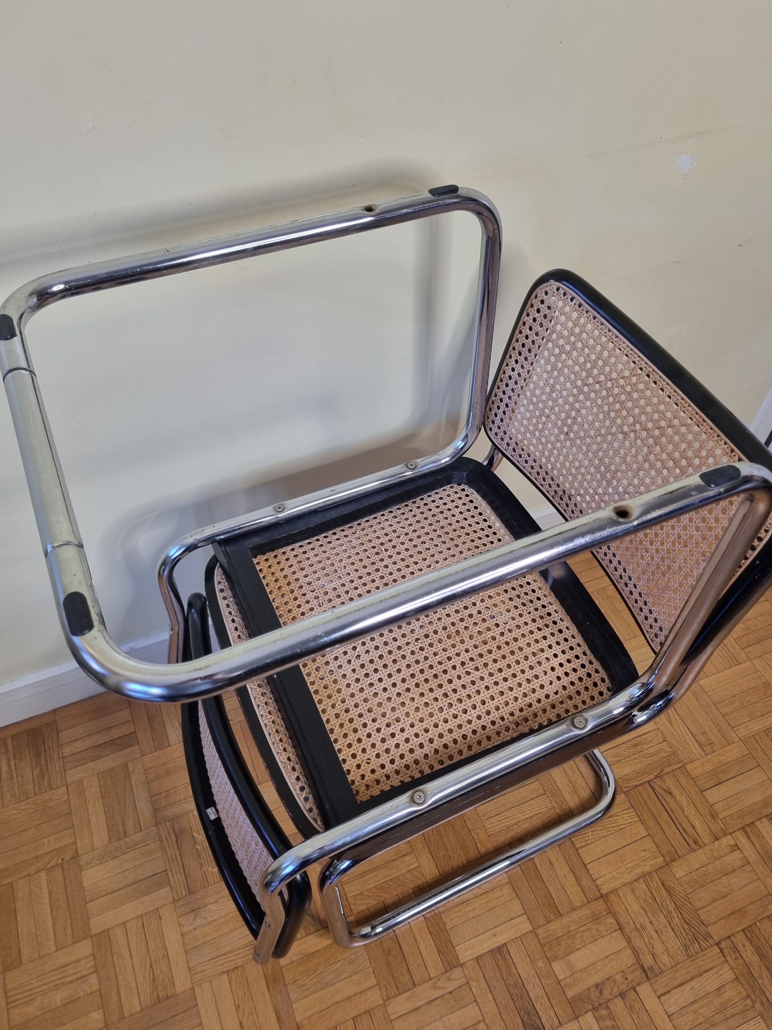 Pair of chairs designed Bauhaus style, 80s, made in Italy