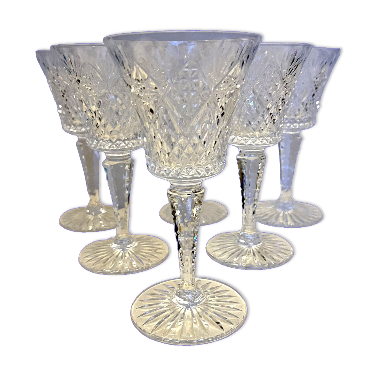 6 Cut crystal wine glasses