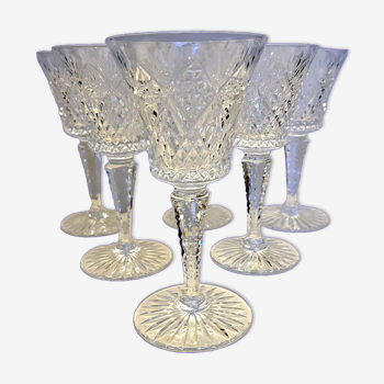 6 Cut crystal wine glasses