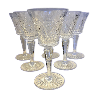 6 Cut crystal wine glasses