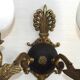 Pair Of Lucien Gau Style Double Swan Wall Lights With Opaque Glass Shades