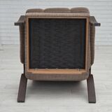 1970s, pair of Danish armchairs, brown furniture corduroy, beech wood.