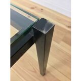 Modernist coffee table 50s black metal and glass