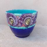 Vase cache pot en barbotine art déco Orchies
