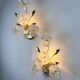 Pair of hibiscus floral sconces, frosted Murano glass, Italy, 1970s