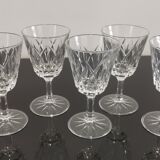 Set of 6 foot glasses in vintage shell chiseled crystal