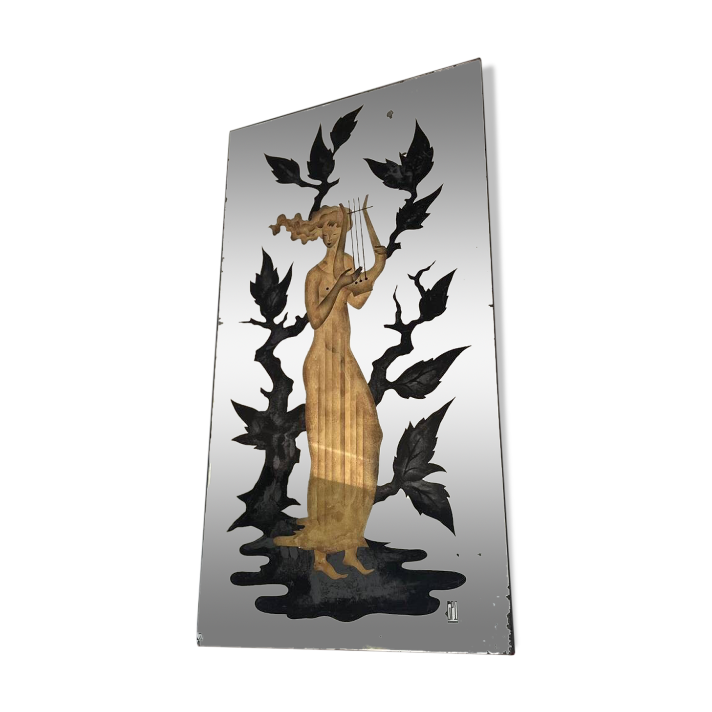 Miroir en verre églomisé